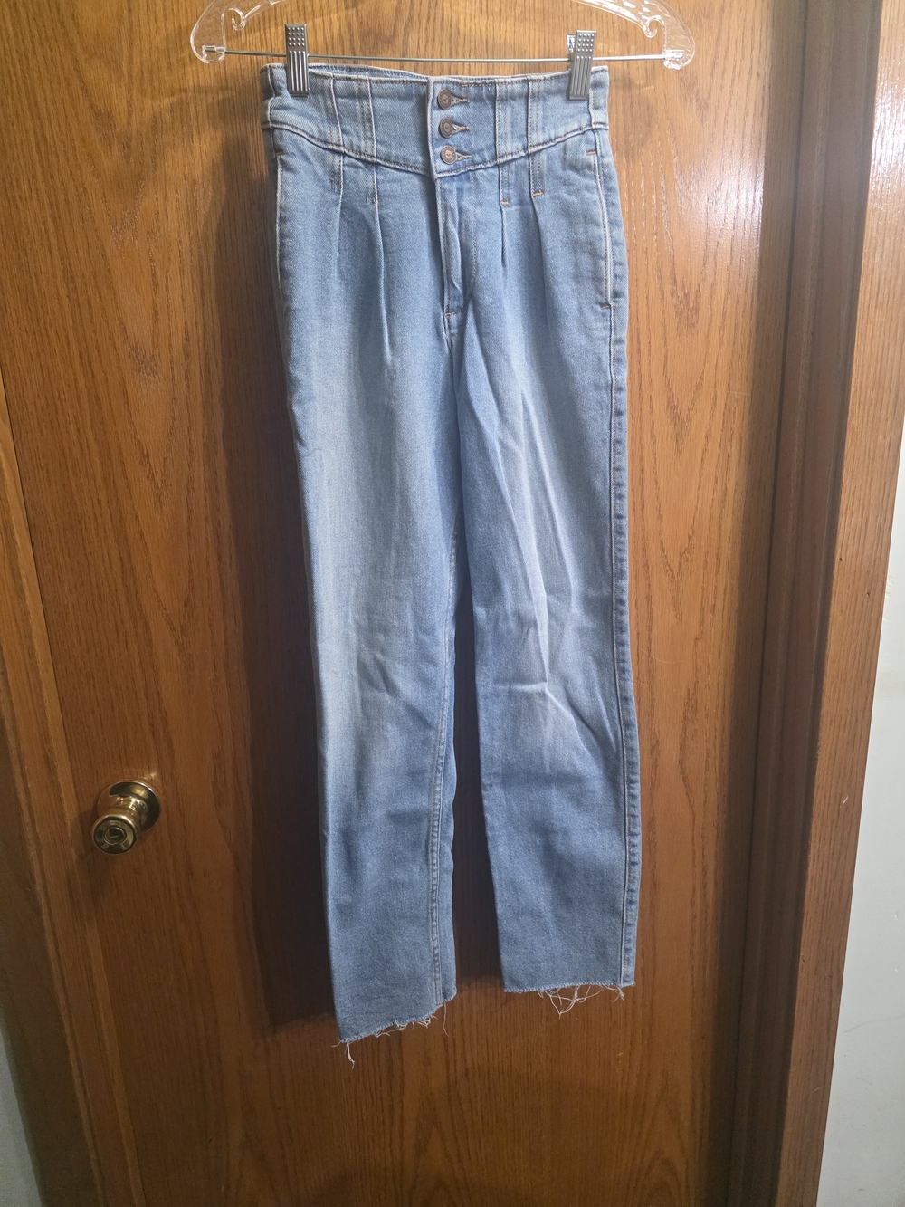 Hollister Light Blue High-Rise Jeans with Triple-Button Waist